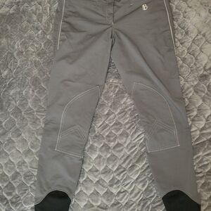 B Vertigo Women’s Riding Breeches Gray Knee Patch Equestrian Pants